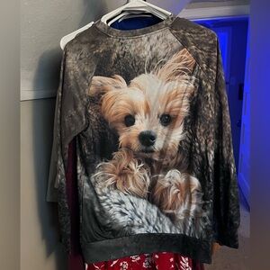 Cozy Dog Print Sweatshirt - Brown